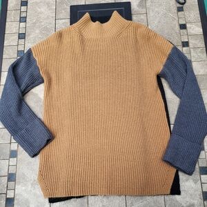 Calvin Klein Womens XS Gray, Black, Brown Knit Mock Turtleneck Sweater Casual